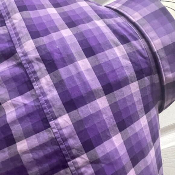 HUGO BOSS SLIM BUTTON UP LONG SLEEVE SHIRT PLAID PURPLE COLOR SIZE LARGE - Picture 16 of 16